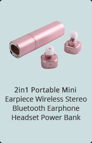 2in1 Portable Mini Earpiece Wireless Stereo Bluetooth Earphone Headset Power Bank 