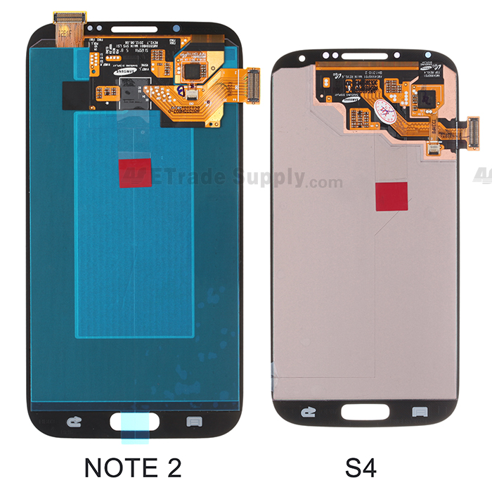 Samsung Galaxy S4, Note II digitizer and LCD screen back part comparison