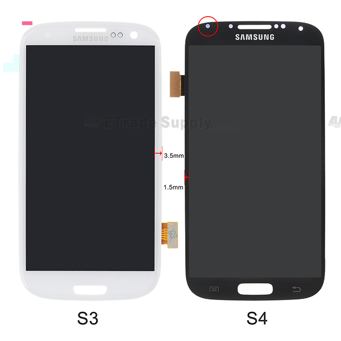 Samsung Galaxy S3,S4 LCD screen and digitizer front part compare