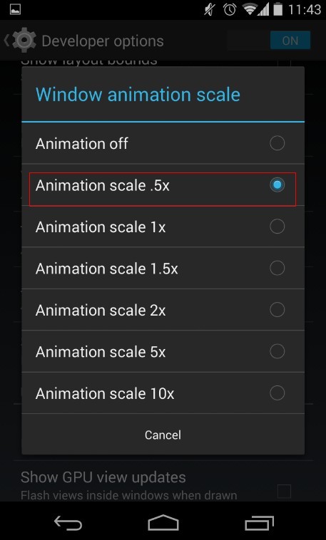 Android animation setting