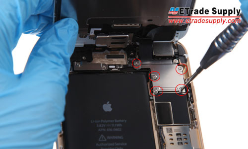 Undo 5 screws holding the iPhone 6 plus metal cover