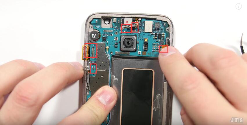 Reconnect the power cable, display cable, earphone connector, proximity and light sensor connector and the volume button cable-18.jpg