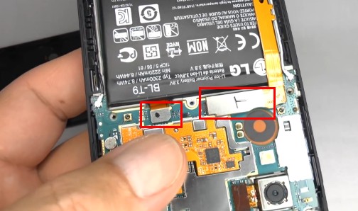 release the battery connector and the main flex cable