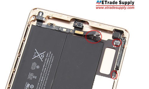 Connect the earphone jack flex cable, side key flex cable and battery flex cable to the mother board. Adhere the front facing camera to the back housing and connect it to mother board.