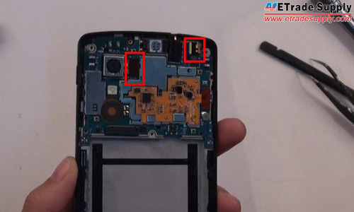 disconnect the rear facing camera and front facing camera connectors