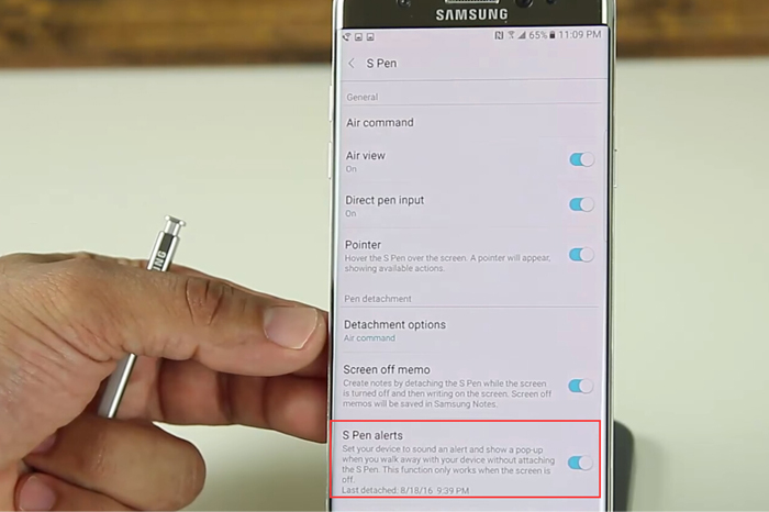 12.NOTE 7 S PEN alert