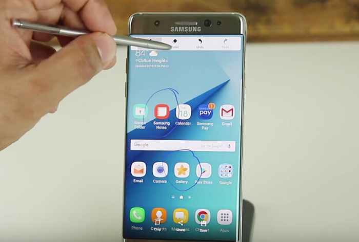 8.note 7 S pen write notes