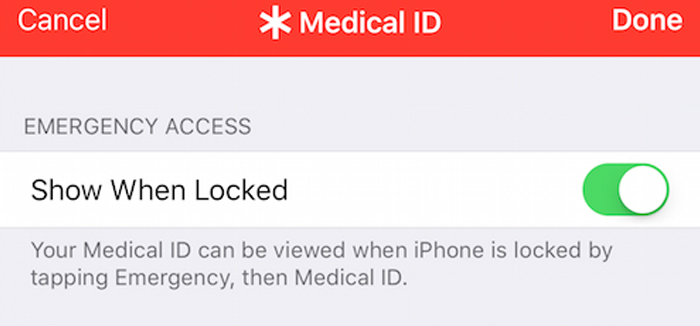 filling out important health information in your health app prior to an emergency