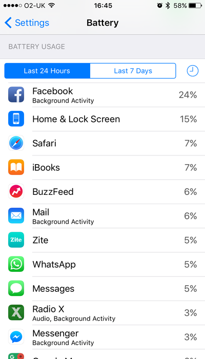 how to find iPhone X battery usage