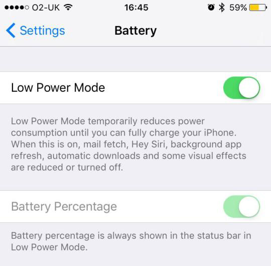 iPhone X low battery mode