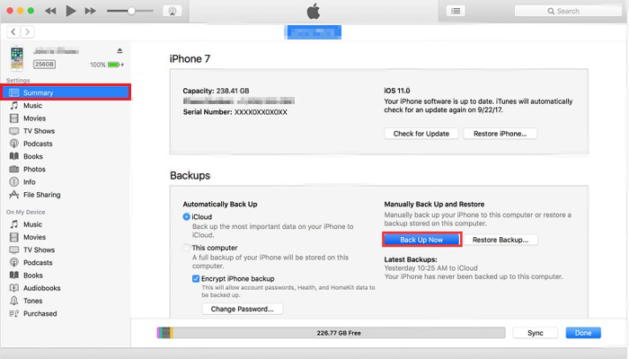 how to backup iPhone 7
