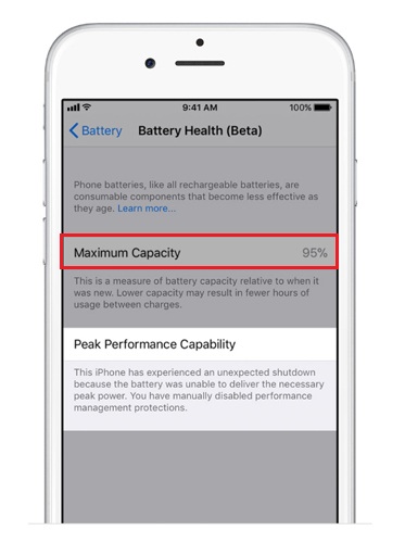 iPhone battery health normal