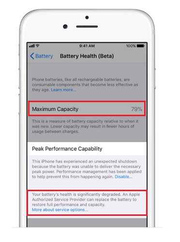 iOS 11.3 notice should replace a new battery