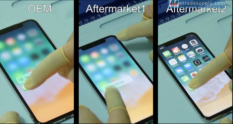 Gambar Perbandingan OEM dan Aftermarket iPhone X Screen