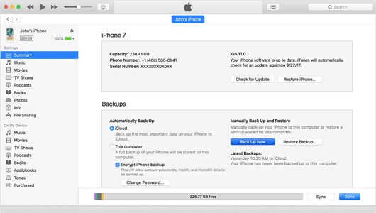 Backup iPhone with iTunes