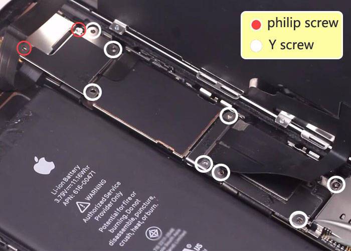 iPhone XR internal screws