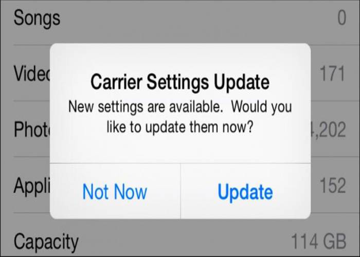 carrier setting popup