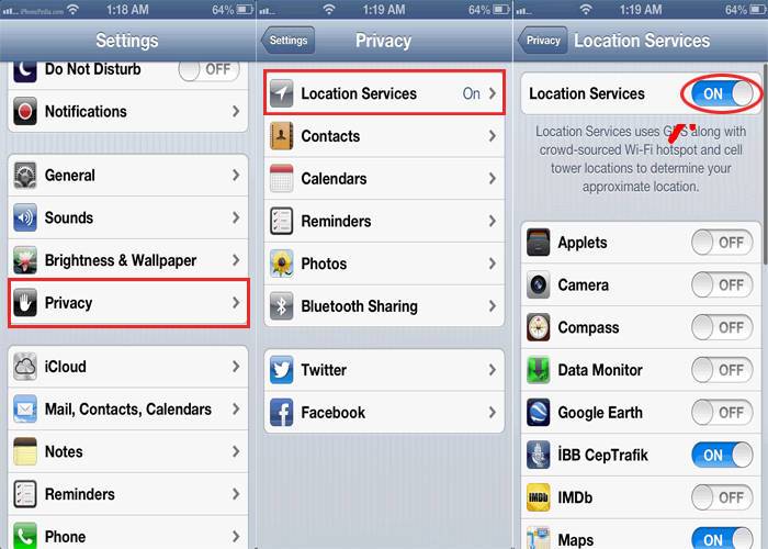 iPhone turn off location tracking service