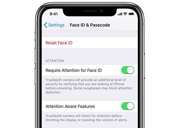 iPhone Face ID require attention