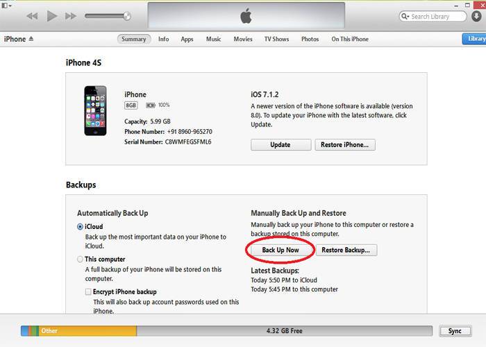 Réinitialisation d'usine et restauration de l'iPhone via iTunes