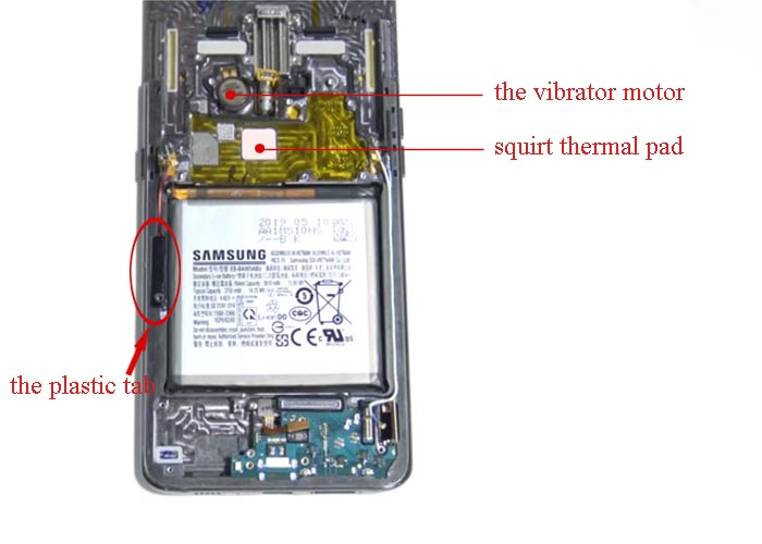 remove the plastic pad and vibrator motor