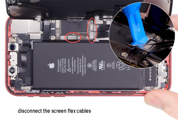 disconnect the display screen flex cables