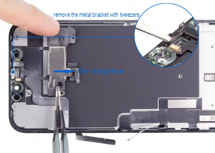 flip the earpiece and remove the metal bracket