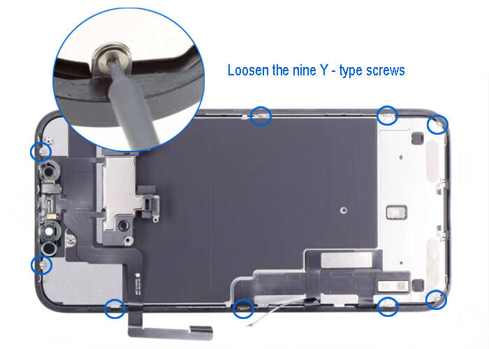 loosen the nine Y-type screws