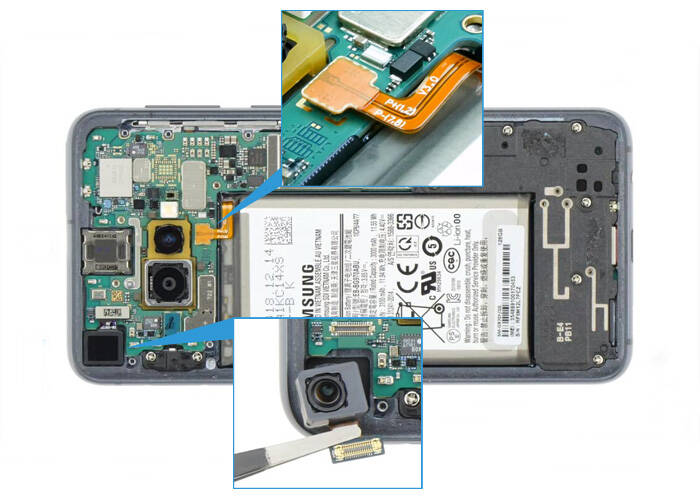 unplug the battery flex or replace the front facing camera