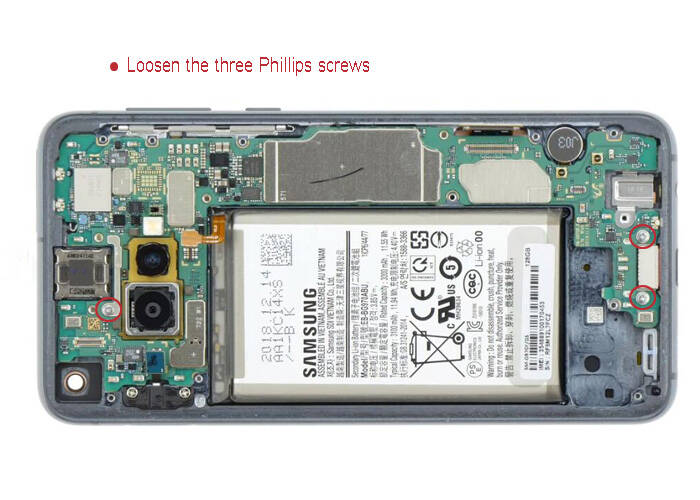 loosen the three screws on the mainboard