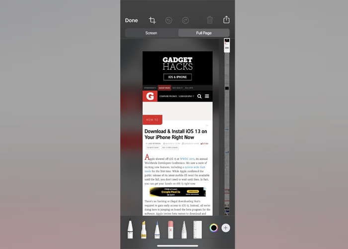 Full Page screenshots