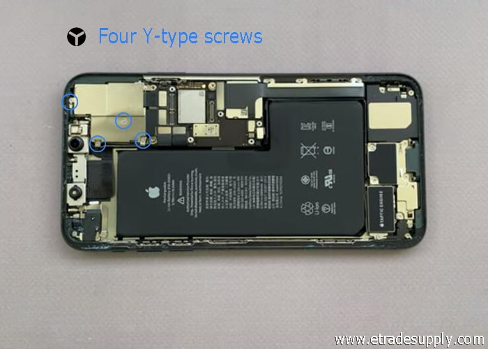 Loosen the four Y-type screws in iPhone 11 Pro