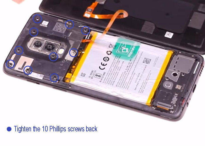 Tighten the 10 Phillips screws back