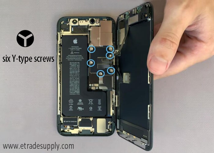 loosen the six y-type screws and remove the metal panel