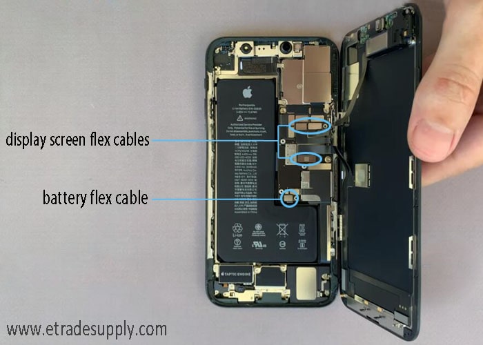 disconnect the display screen flex cables