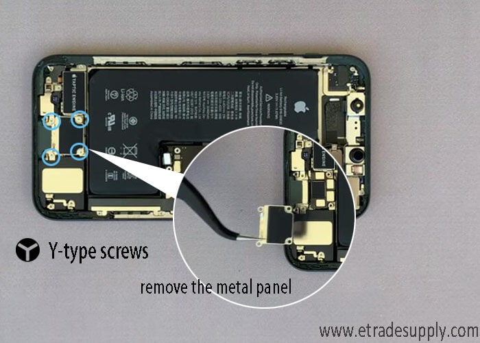 loosen the four y-type screws and remove the metal panel