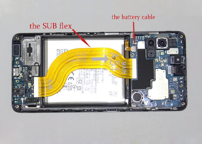 disconnect the SUB flex and the battery cable