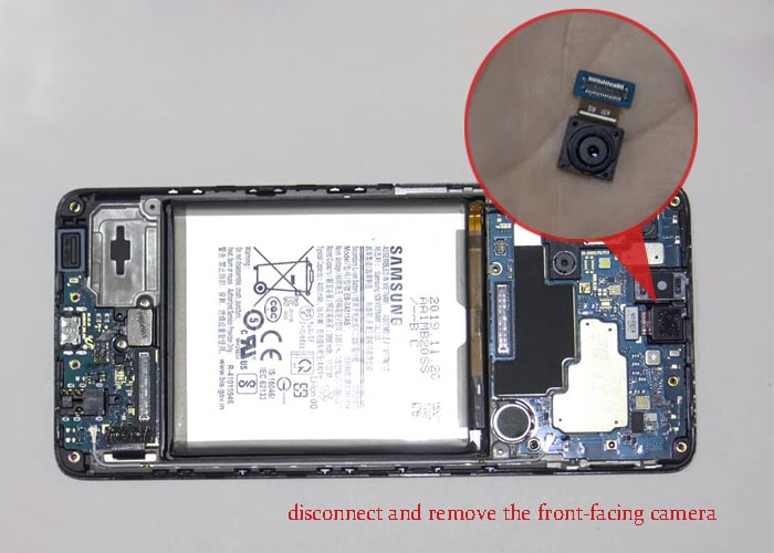 disconnect and remove the front-facing camera