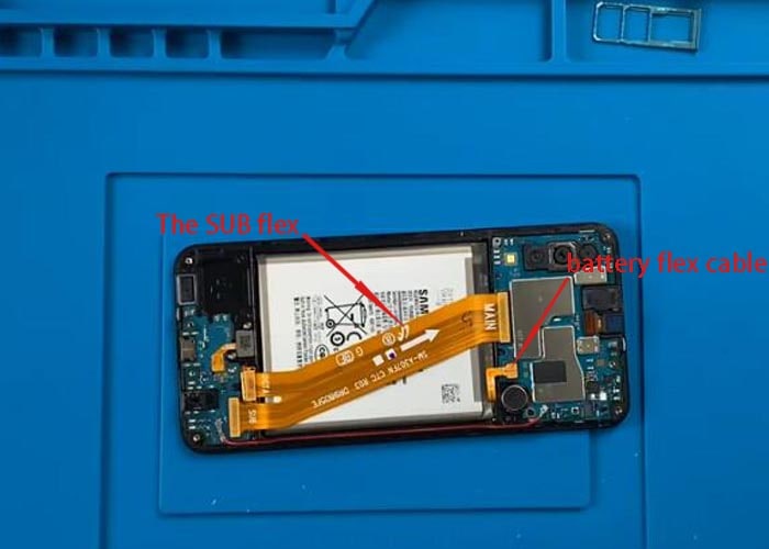 disconnect the SUB board flex and the battery flex cable