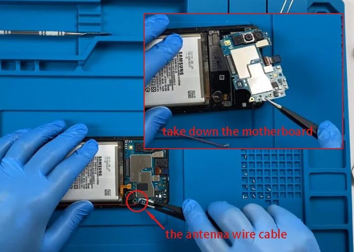 disconnect the antenna wire cable and remove the motherboard