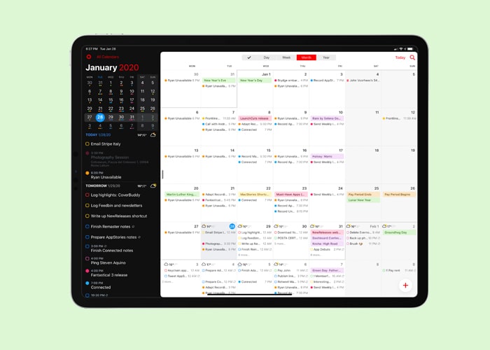 create events on calendar app