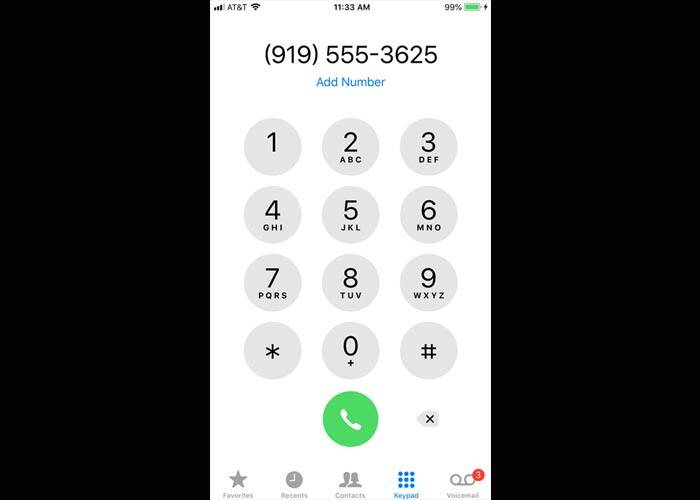 delete and correct the wrong numbers on phone app