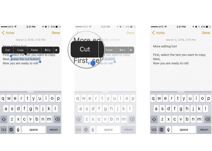 iPhone text selecting