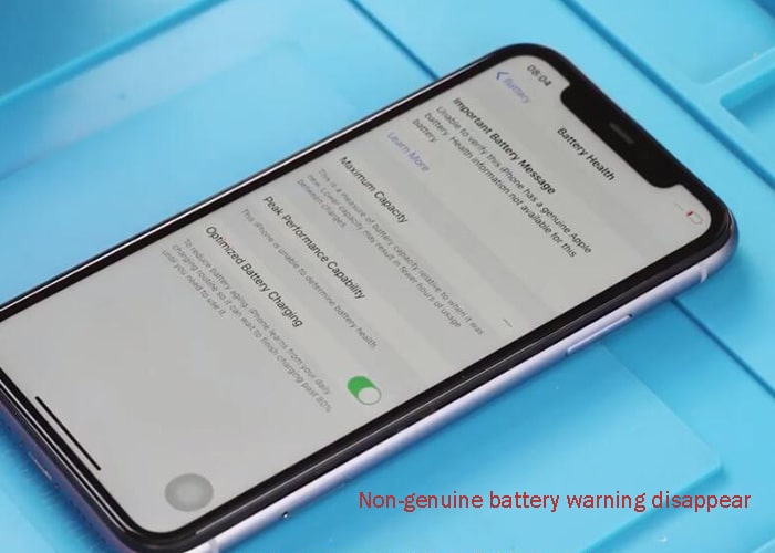 Non-genuine battery warning disappear