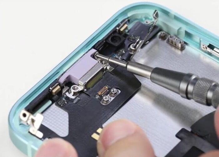 Assemble the charging port connector flex