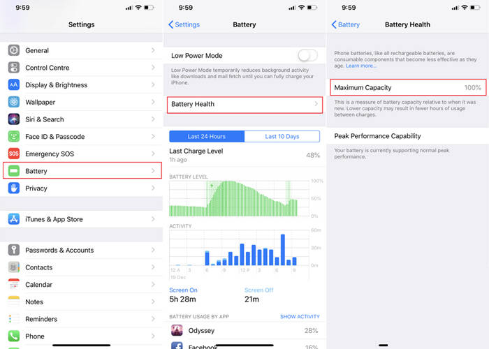 Check the battery health of your iPhone