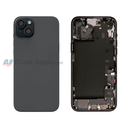 For Apple iPhone 15 Plus Rear Housing Assembly Replacement - Black - Grade S+