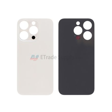 For Apple iPhone 15 Pro Battery Door with Apple Logo Replacement - White Titanium - Grade S+