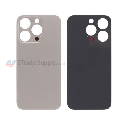 For Apple iPhone 15 Pro Battery Door with Apple Logo Replacement - Natural Titanium - Grade S+