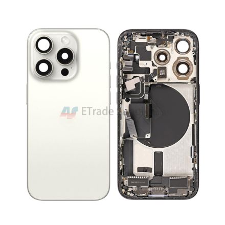 For Apple iPhone 15 Pro Rear Housing Assembly Replacement - White - Grade S+